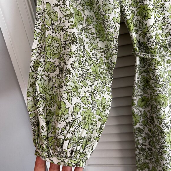 J. Crew Linen Wrap Dress in Tossed Floral Green/Cream Size Small NWT - Picture 8 of 13